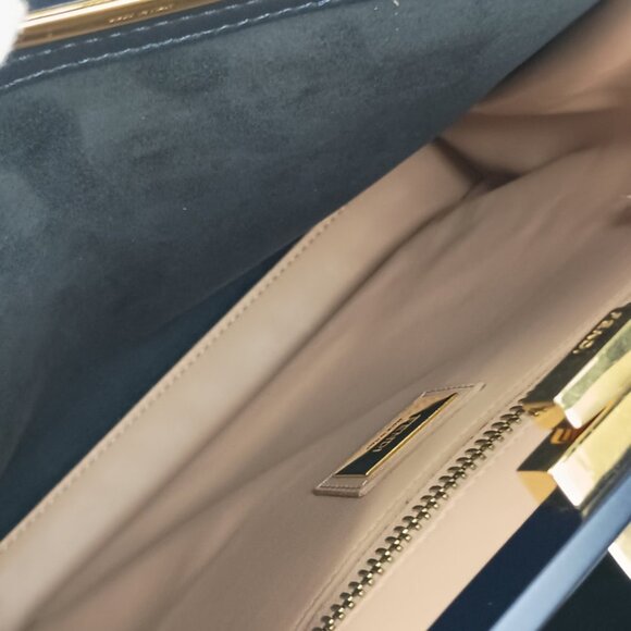 FENDI Navy Leather Peekaboo Shoulder Bag - Picture 7 of 9